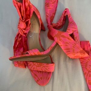 NWOT Tye dye strappy heels